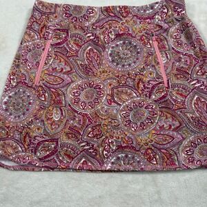 T by Talbots Pink Paisley Medallion Active Skort Womens Large Petite LP Zipper